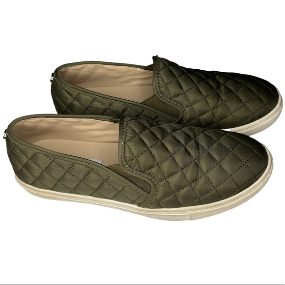 Steve Madden Shoes - Steve Madden Army Green Fabric Slip On Shoes